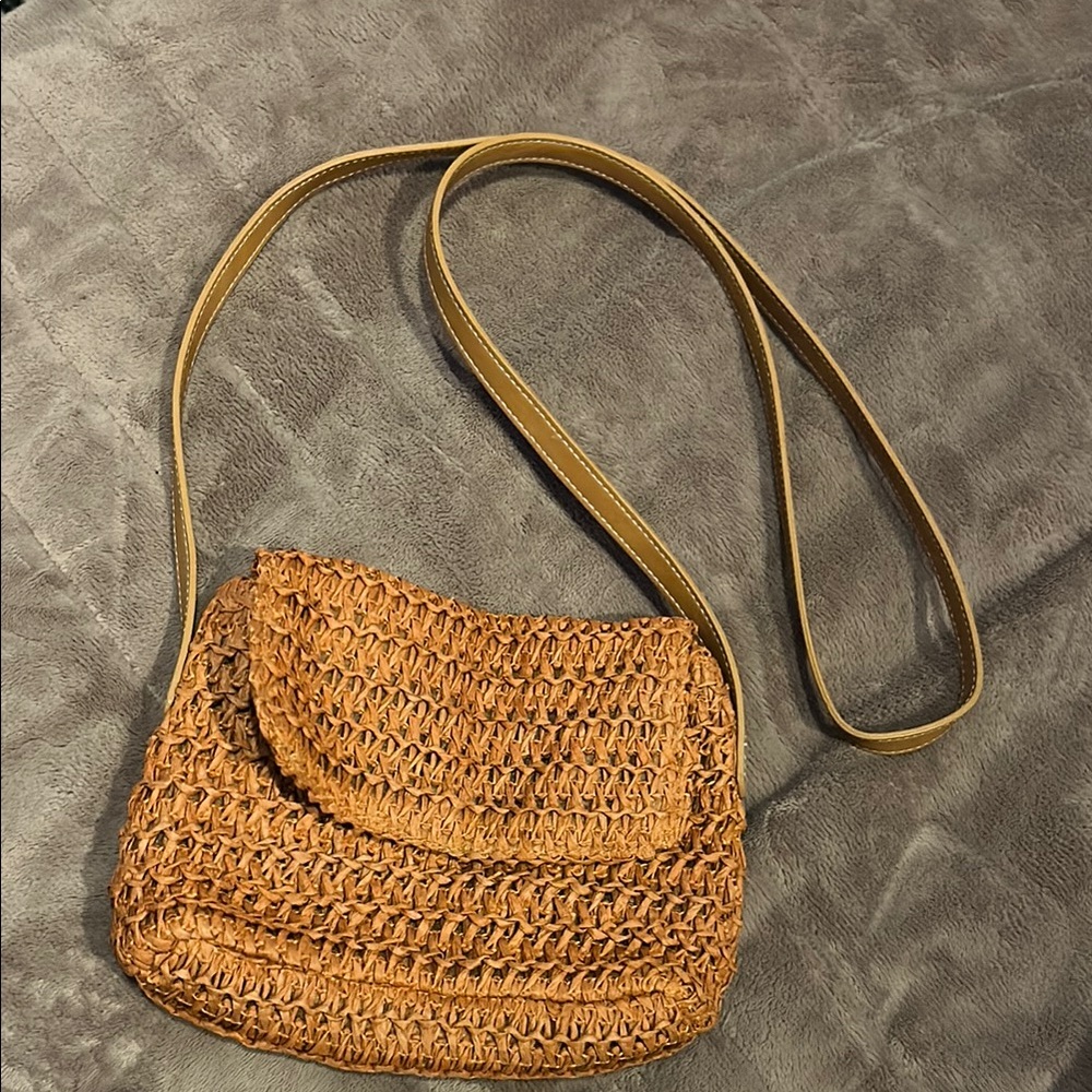 Woven Burnt Orange Shoulder Bag